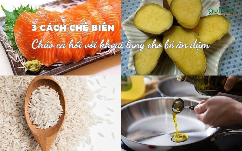 cách nấu cháo cá hồi với khoai lang